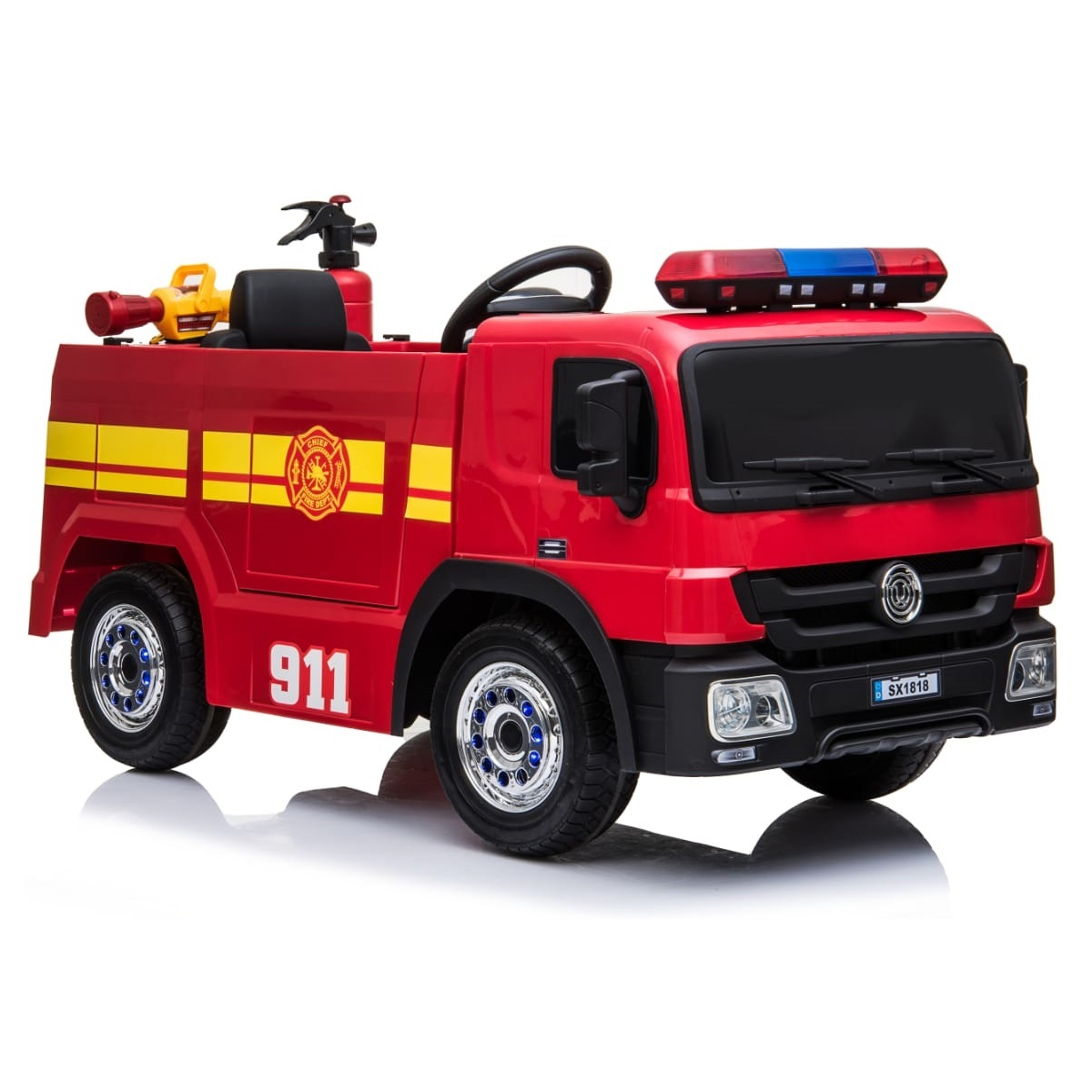 Little Riders 12V Fire Rescue Truck Kids Electric Ride On Red Go Easy Online